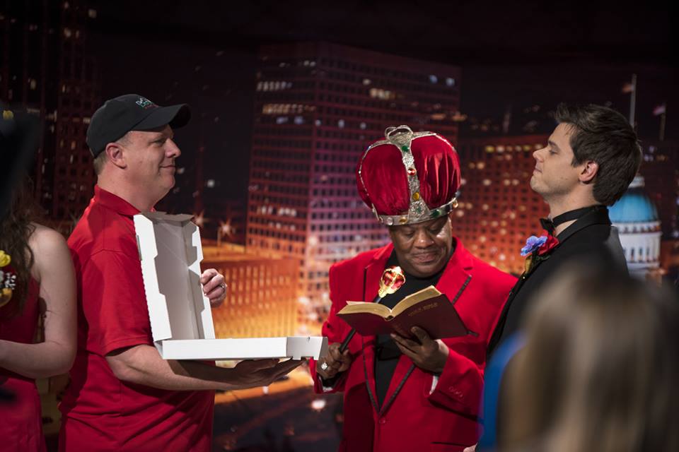 Rick Schaper walks Dogtown Pizza down the aisle to "marry" STL Up Late