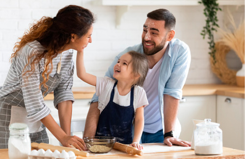 family-baking-together