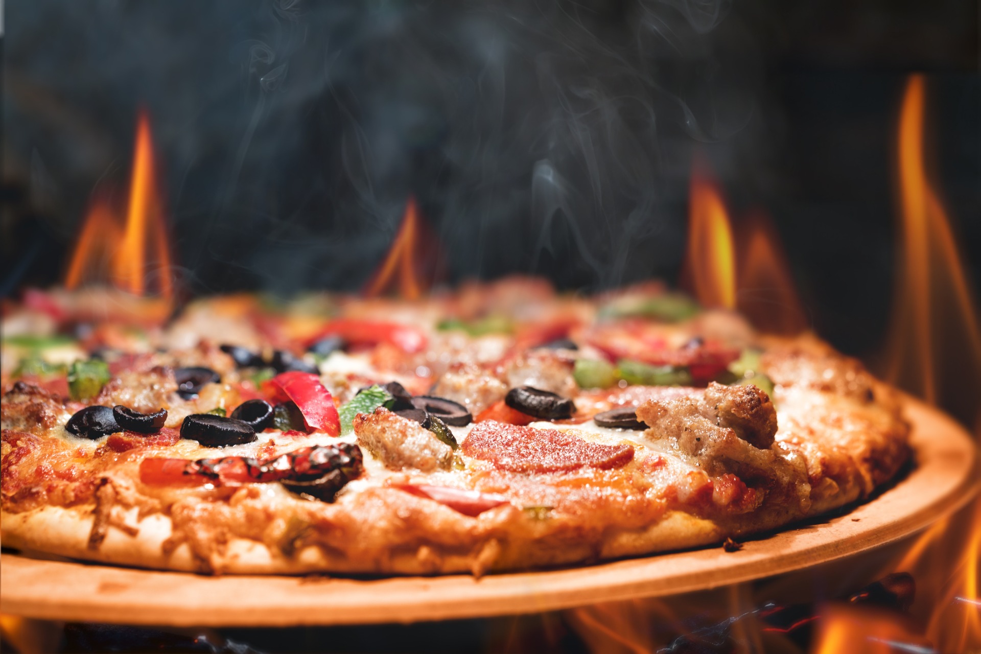 A wood-fired pizza