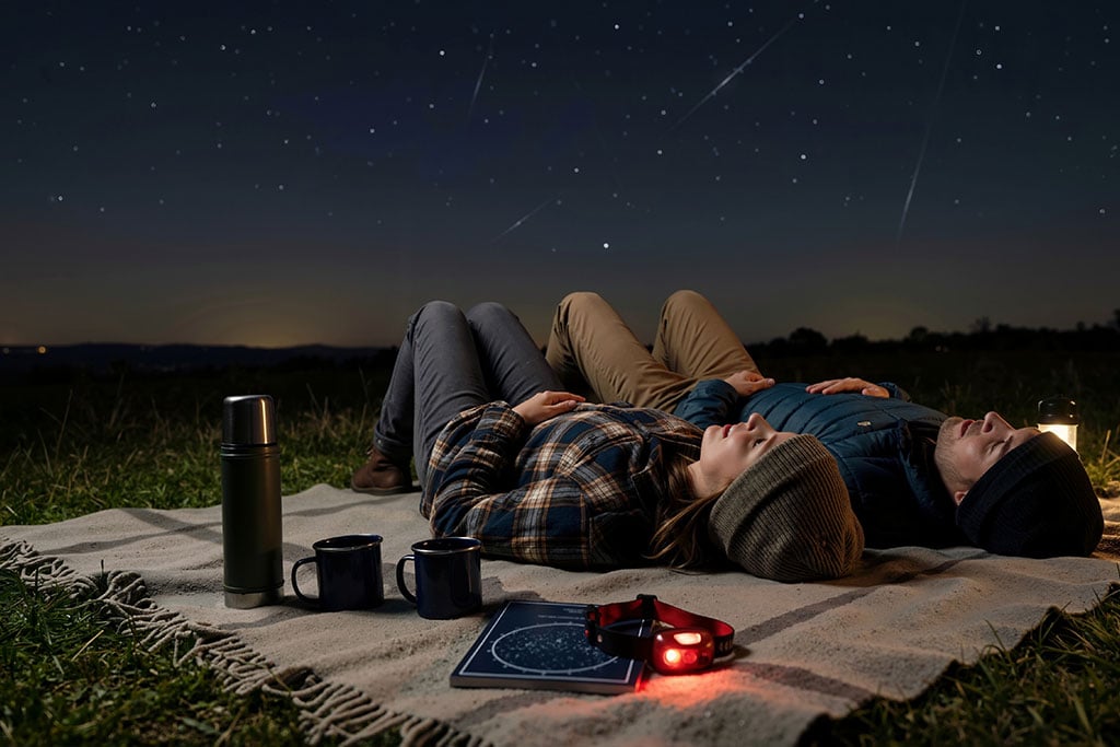 people staring at night sky